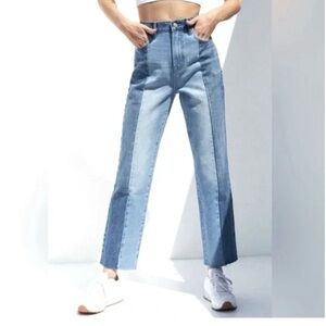 Pacsun Women's two toned denim high rise straight leg jeans Size
25 Button fly